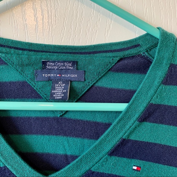 TOMMY HILFIGER Striped V-Neck Sweater—SZ. XS - Picture 8 of 9